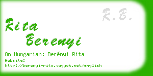 rita berenyi business card
